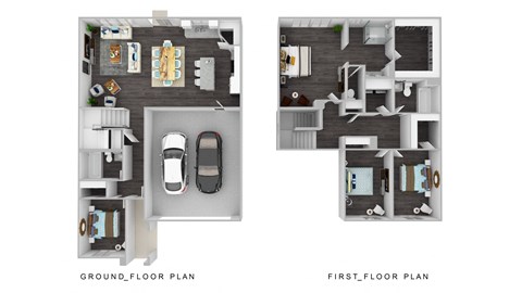 Floor plan for 4 beds, 3 baths, 1975 sqft